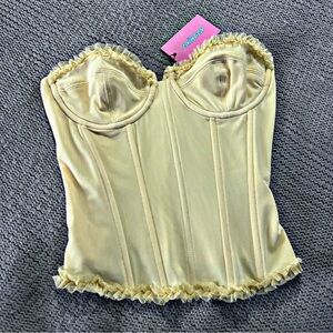 EDIKTED Coquette Cottage-Core Lace Up Corset Top